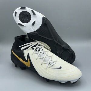 Nike Phantom Luna 2 Pro FG Soccer Cleats Mens Size 13 White Black Metallic Gold